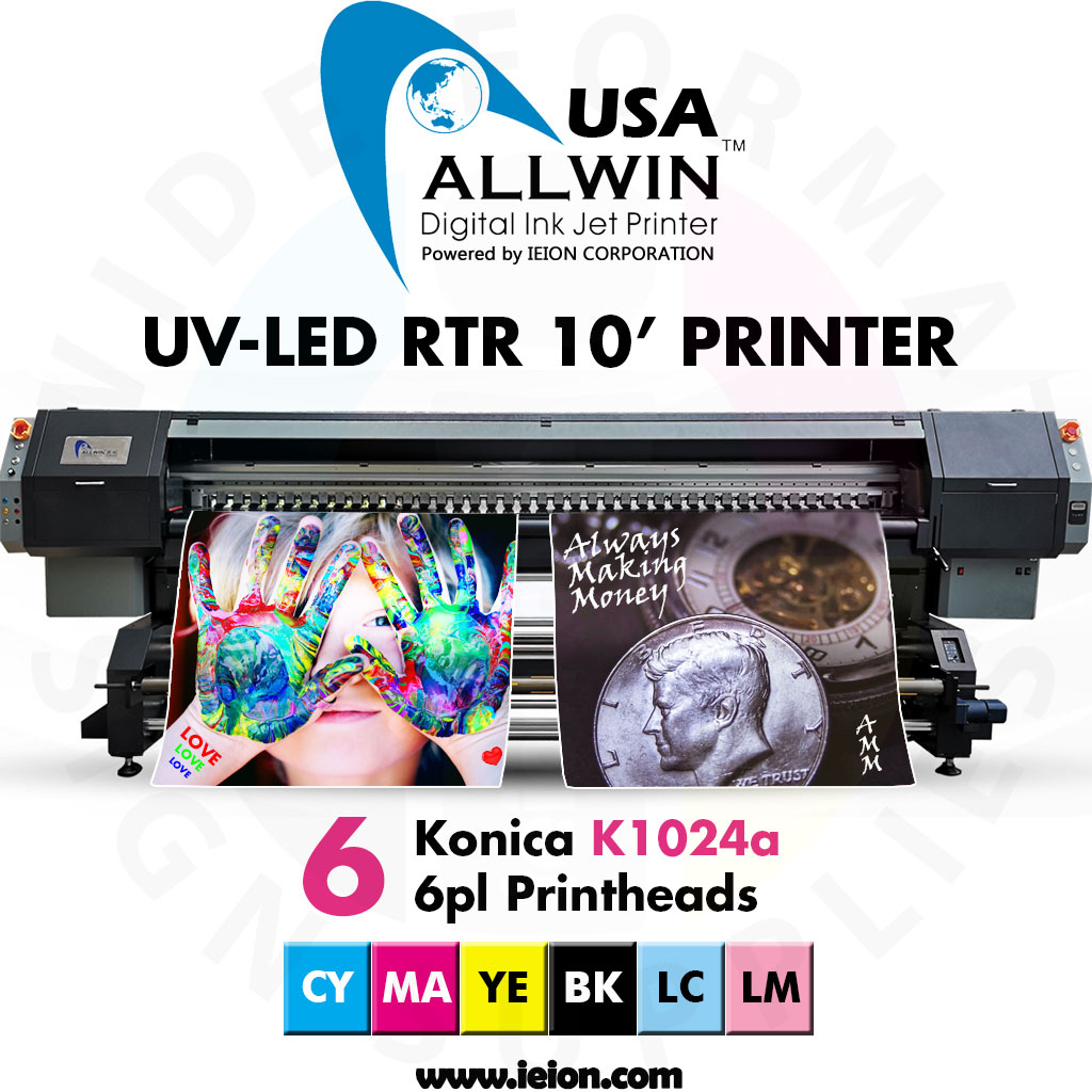 Allwin UV-LED RTR 10' Printer K1024a 6pl 6H