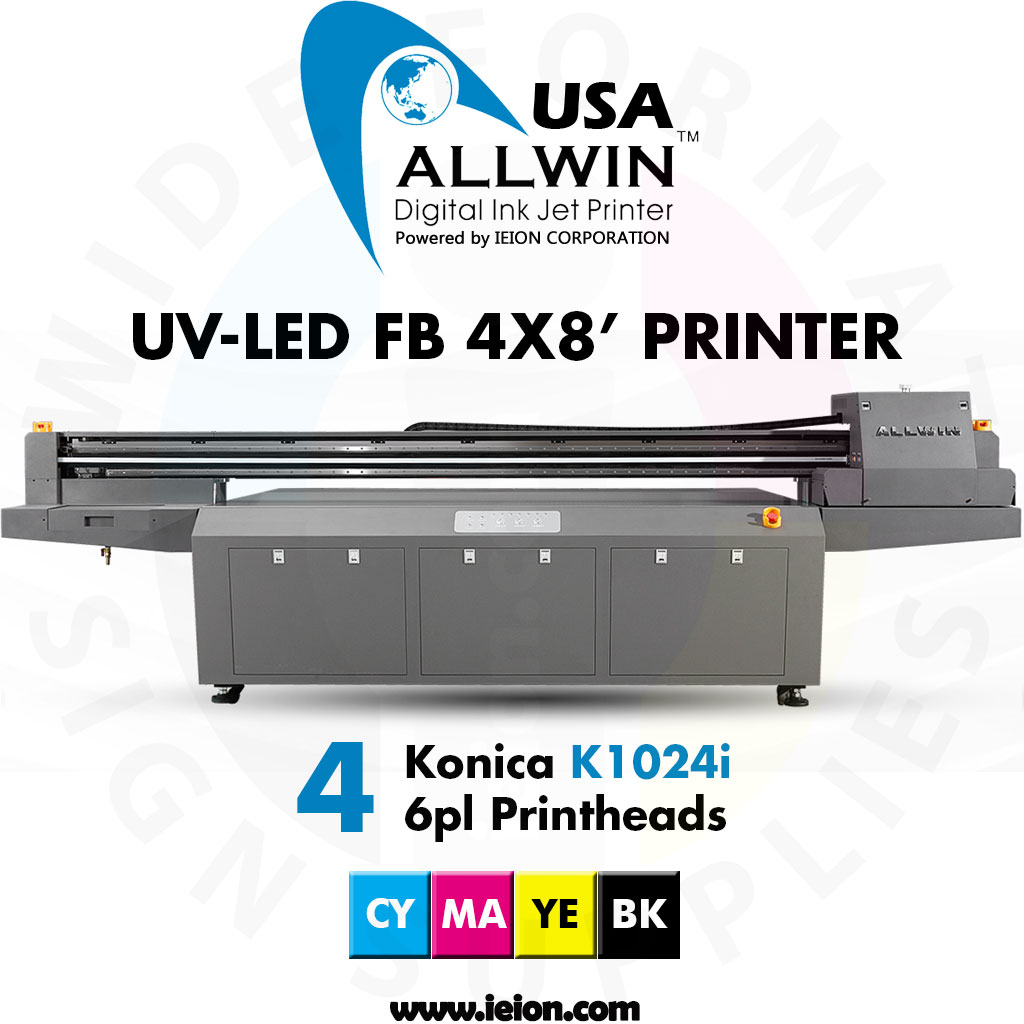 Allwin UV-LED FB Printer 4x8' K1024i 6pl 2R 4H