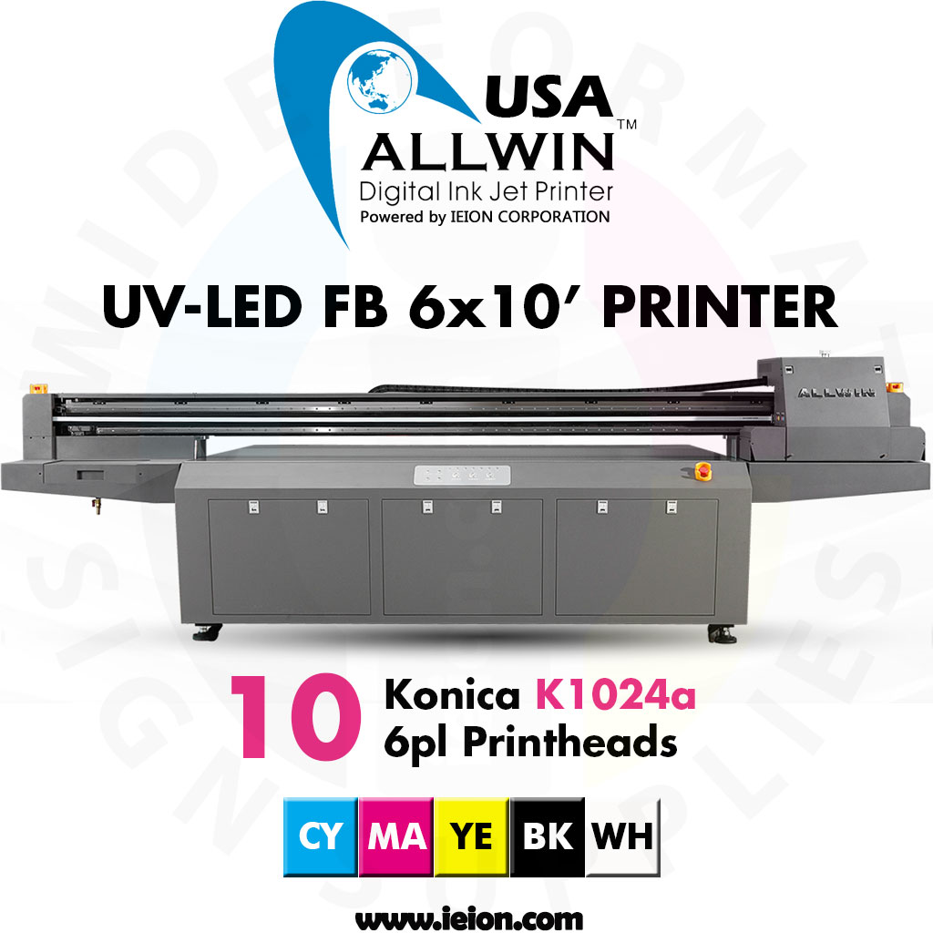 Allwin UV-LED FB Printer 6x10' K1024a 6pl 3R 10H