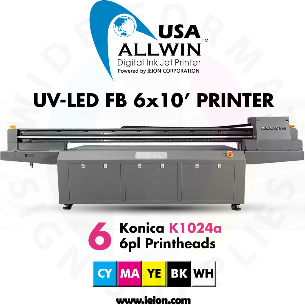 Allwin UV-LED FB Printer 6x10' K1024a 6pl 3R 6H