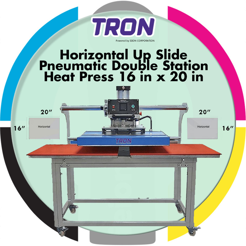 Tron Horizontal Up Slide Pneumatic Double Station Heat Press 20in x 16in