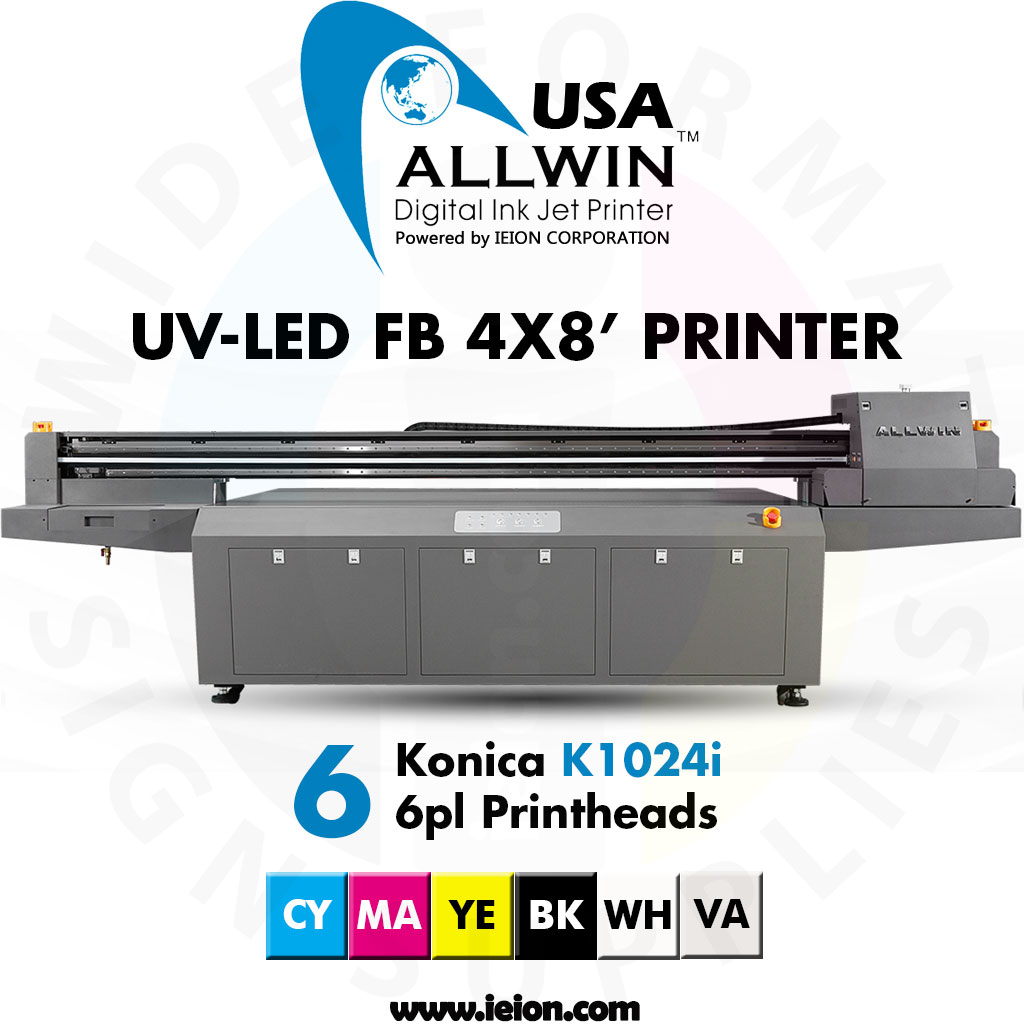 Allwin UV-LED FB Printer 4x8' K1024i 6pl 3R 6H