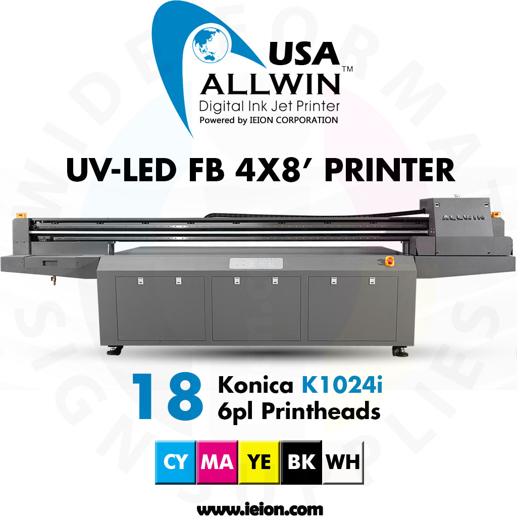 Allwin UV-LED FB Printer 4x8' K1024i 6pl 4R 18H