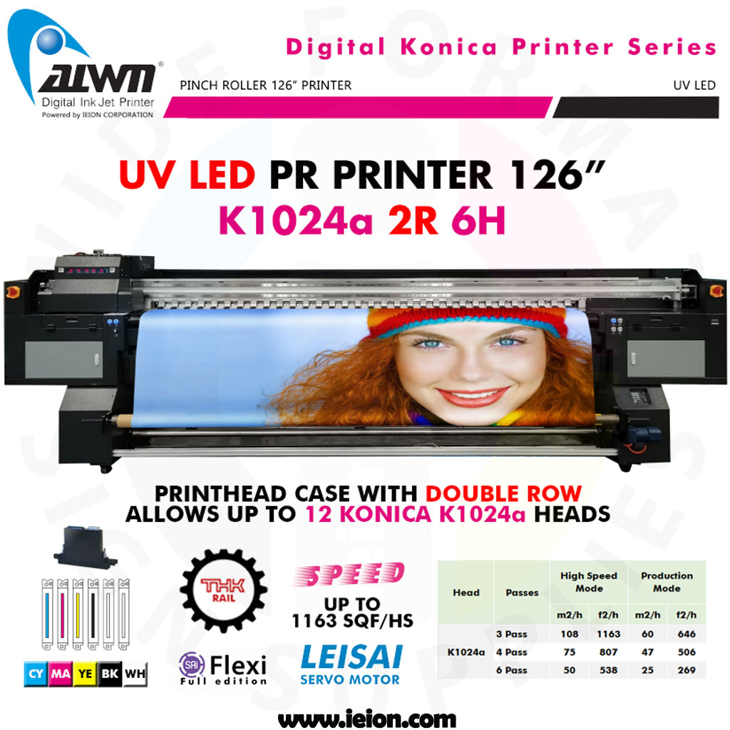 Allwin UV LED PR Printer 126" K1024a 2R 6H
