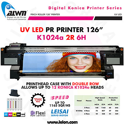 Allwin UV LED PR Printer 126" K1024a 2R 6H