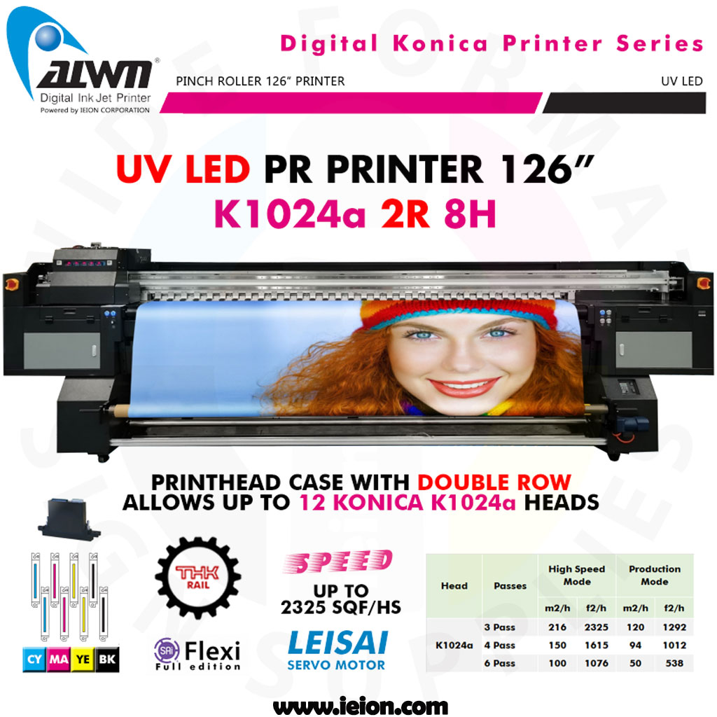 Allwin UV LED PR Printer 126" K1024a 2R 8H