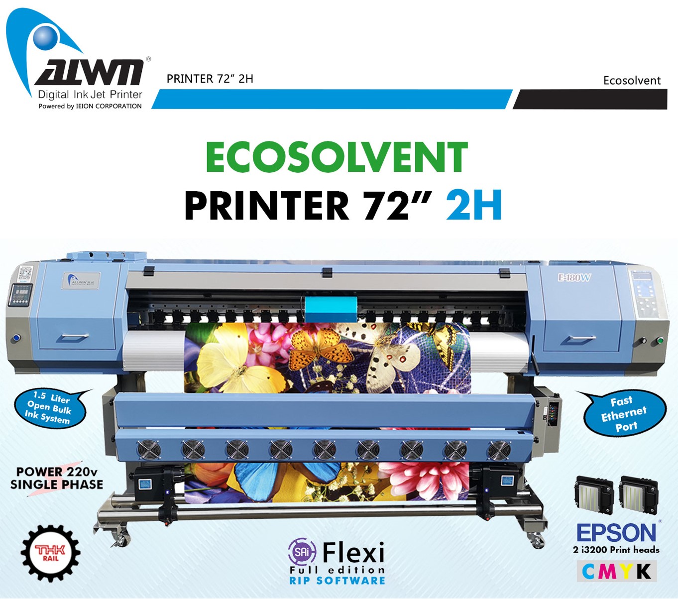 Allwin Ecosolvent or Sublimation Printer 72" 2H