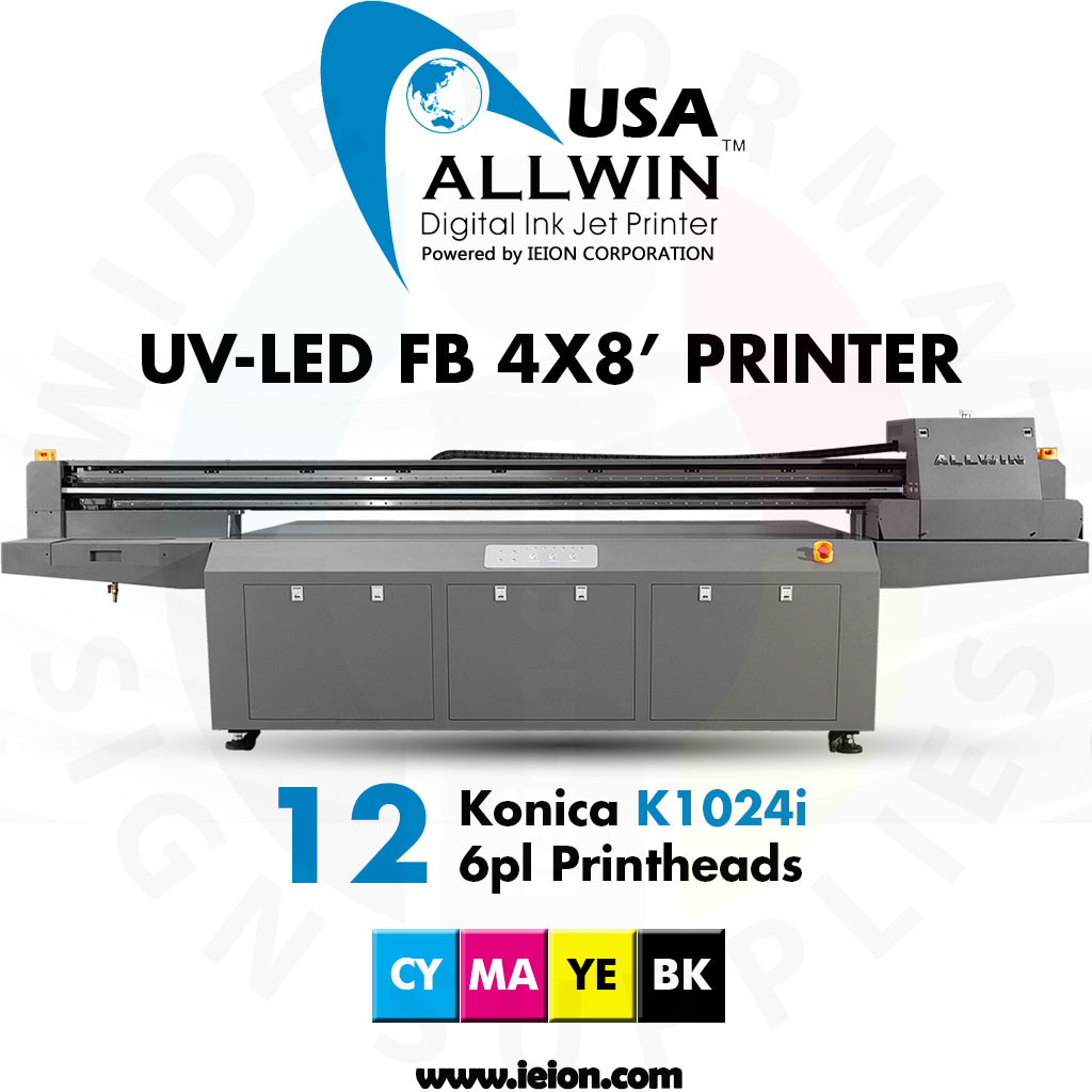 Allwin UV-LED FB Printer 4x8' K1024i 6pl 3R 12H