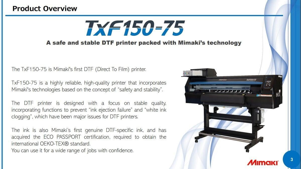 Mimaki DTF TxF150-75 printer - Mimaki DTF TxF150-75 printer - Printers By  Brand